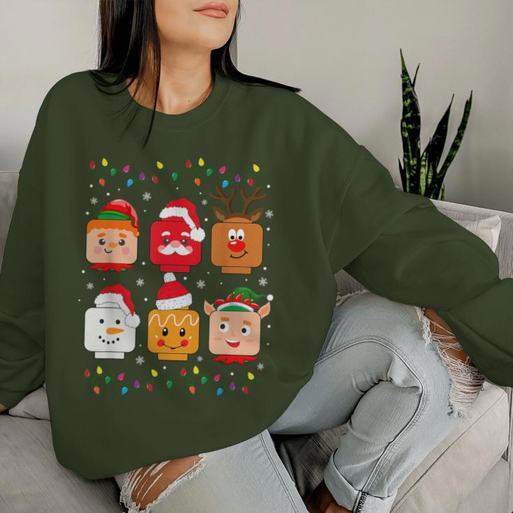 Building Brick Santa Elf Friends Christmas Boys Girls Men Women Sweatshirt Gifts for Her