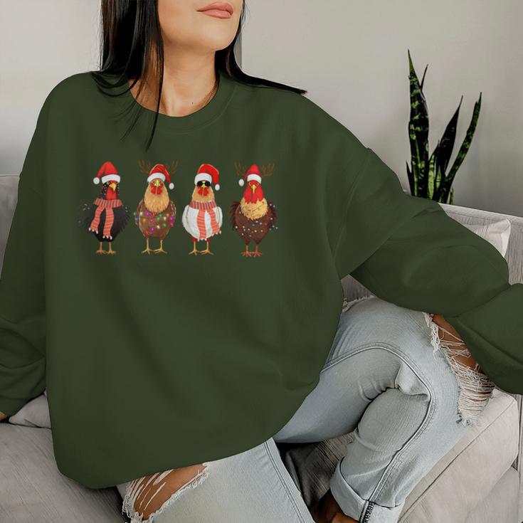 Chicken Christmas Chickens Santa Claus Xmas Women Sweatshirt Frauen Geschenke für Sie