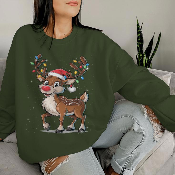 Christmas Cute Reindeer Red Nose Sweatshirt Frauen Geschenke für Sie