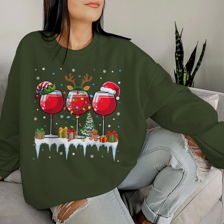 Christmas Reindeer Red Wine Women's Sweatshirt Frauen Geschenke für Sie