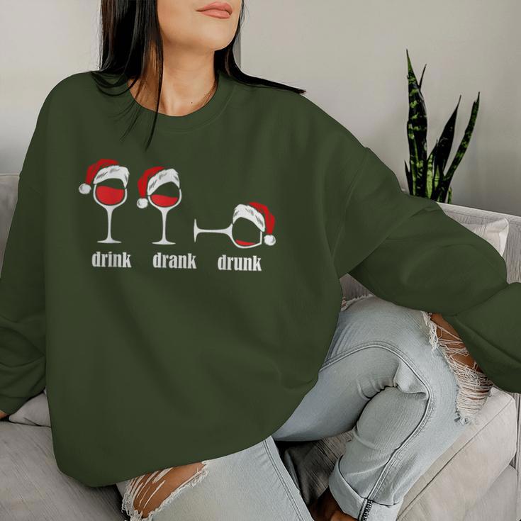 Drink Drank Drunk Wine Glasses Wine Lover Christmas Sweatshirt Frauen Geschenke für Sie