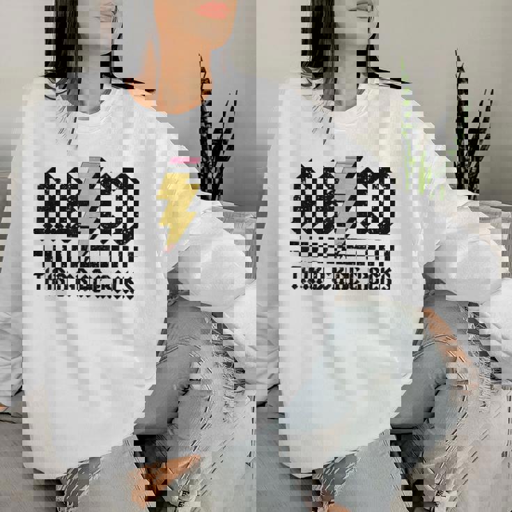3Rd Grade Rock And Roll Letters Abcd Alphabet Back To School Women Sweatshirt Gifts for Her