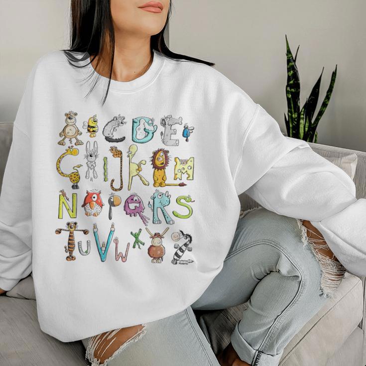 Alphabet AnimalsFor School School School And Teacher Sweatshirt Frauen Geschenke für Sie