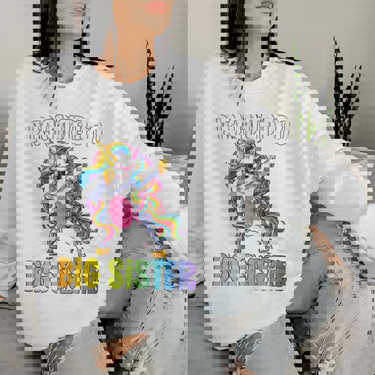 Bambino Promoted To Big Sister Girls Dabbing Unicorn Older Sister Women Sweatshirt Regalos para ella