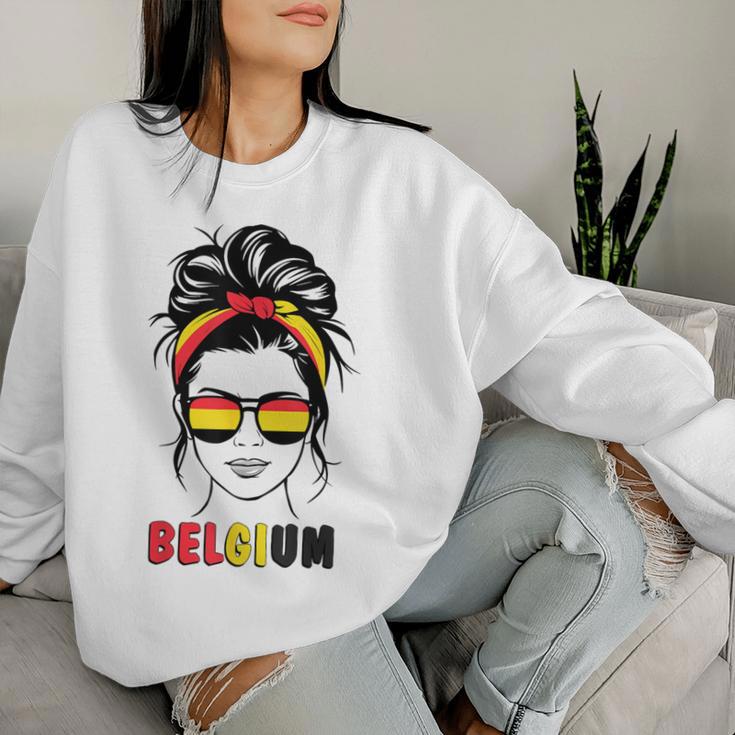 Belgium Girls' Belgium Flag Women's Sweatshirt Frauen Geschenke für Sie