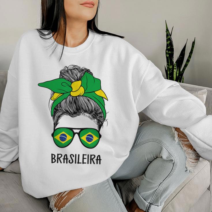 Brazilian Brasileira Girl Brazilian Heritage Brazil Flag Sweatshirt Frauen Geschenke für Sie