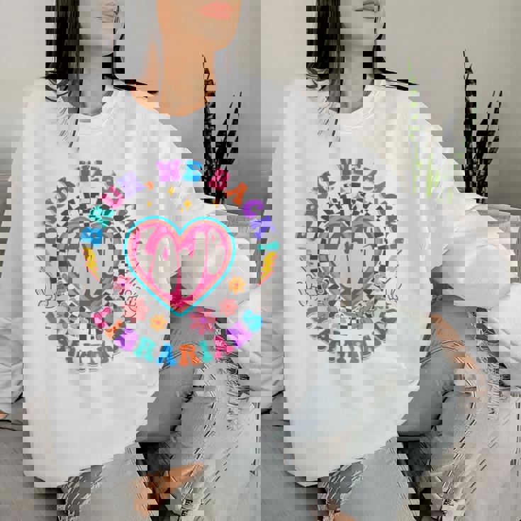 Bruh We Back Librarian Library Back To School Groovy Women Sweatshirt Regalos para ella