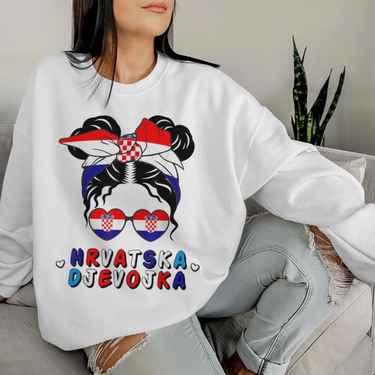 Croatia Hrvatska Djevojka Croatian Girl Croatia Flag Gray Sweatshirt Frauen Geschenke für Sie