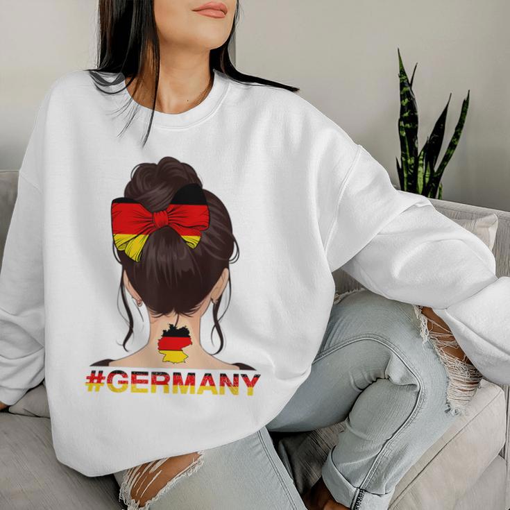 Deutsches Mädchen Messy Bun Mit Deutschland-Flagge Sweatshirt Frauen Geschenke für Sie