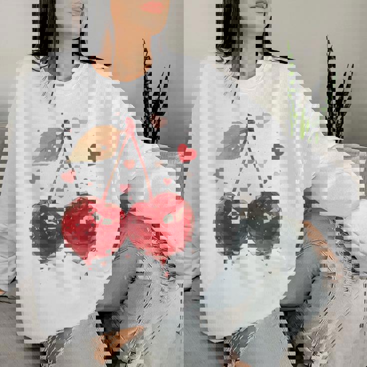 Donna Ciliegie Coquette Girl Aesthetic Con Collo A Women Sweatshirt Regalos para ella