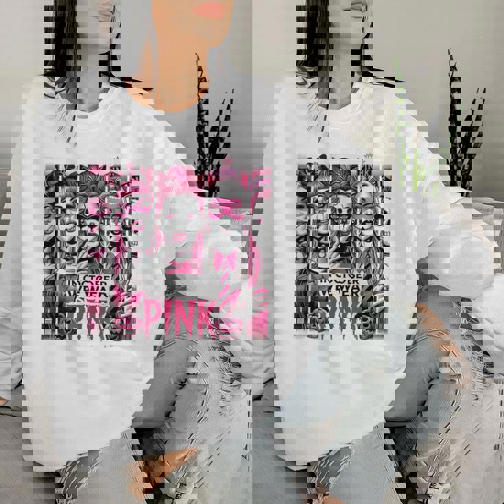 Horror Girl In October We Wear Pink Breast Cancer Halloween Women Sweatshirt Gifts for Her