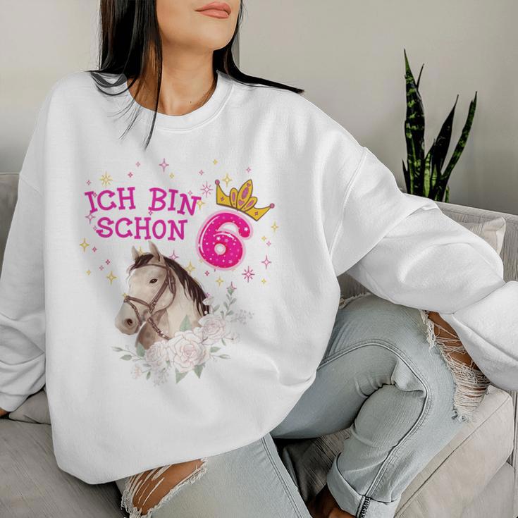 Kinder Ich Bin Schon 6 Girlchen Horse 6 Years Birthday Sweatshirt Frauen Geschenke für Sie