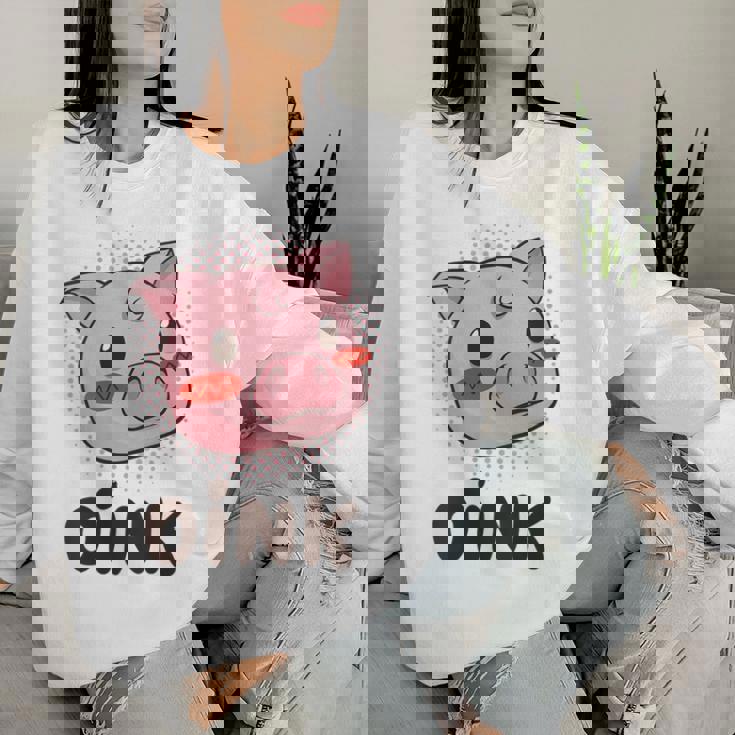 Lindo Diseño De Cerdito Oink Para Niños Y Adultos Cuello Sudadera