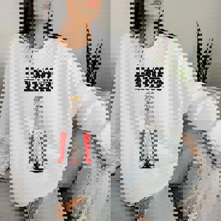 Llama Queen Da Ragazza Lama Lama Da Donna Women Sweatshirt Regalos para ella