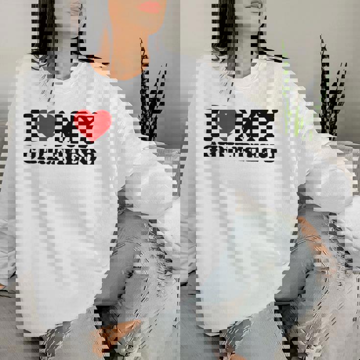 I Love My Girlfriend I Heart My Girlfriend Matching Bianco Women Sweatshirt Regalos para ella