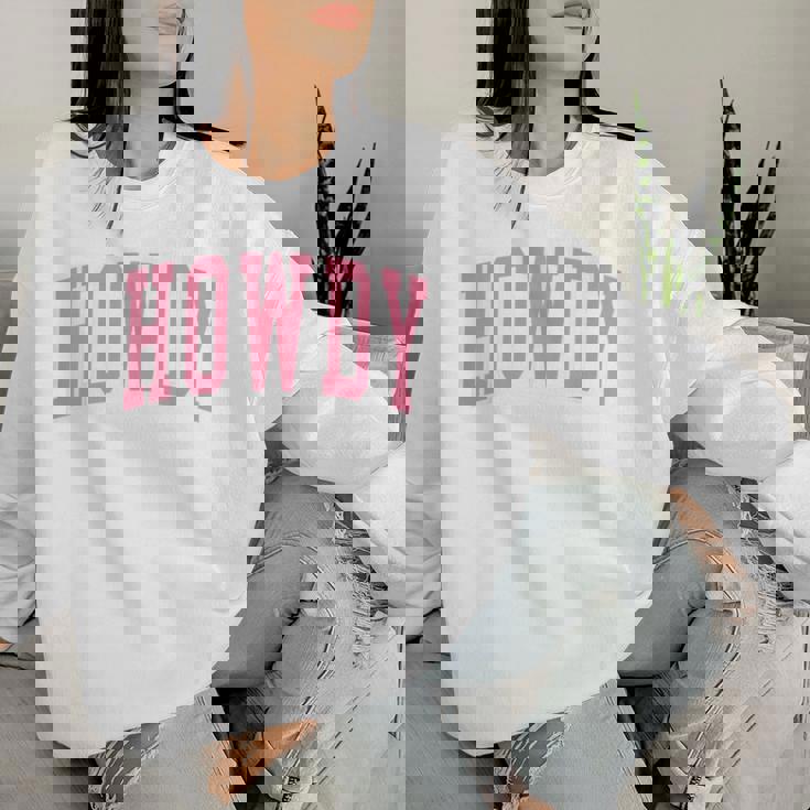 Preppy Cowgirl Varsity Pink Howdy Western Girls Women Sweatshirt Gifts for Her