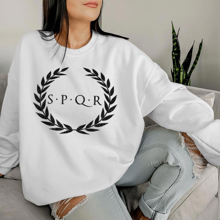 Spqr Senatus Popuplus Que Roman Roman Republic Rome Gray Sweatshirt Frauen Geschenke für Sie