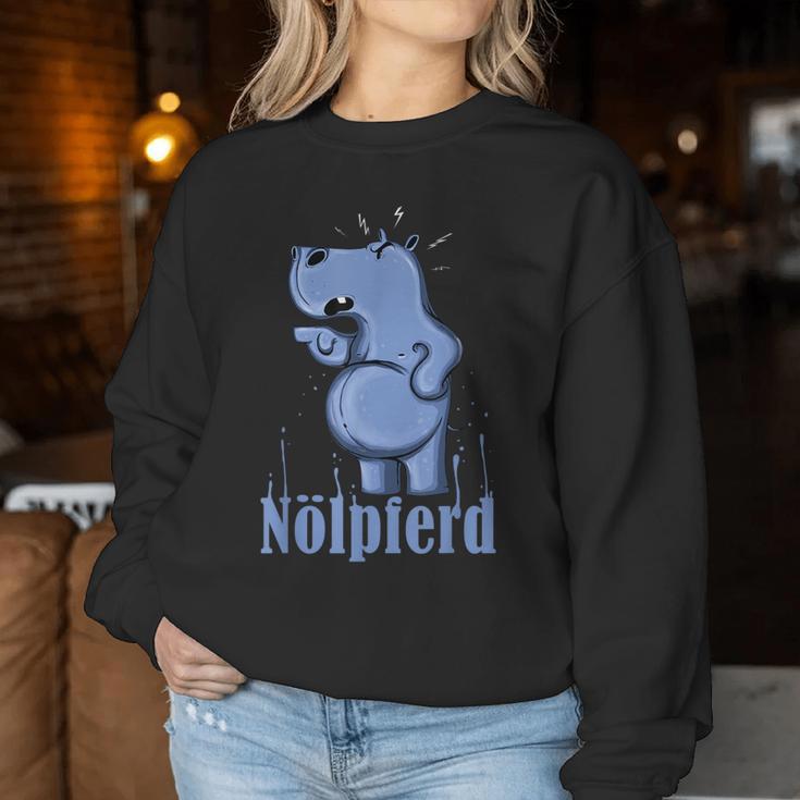 Ähm Nö No Slogan Drama Queen Hippopotamus Nölpferd Sweatshirt Frauen Lustige Geschenke