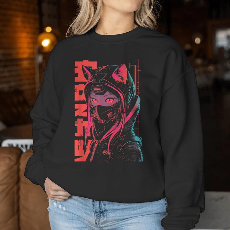 Anime Manga Punk Neko Cat Girl Cyberpunk Japanese Harajuku Sweatshirt Frauen Lustige Geschenke