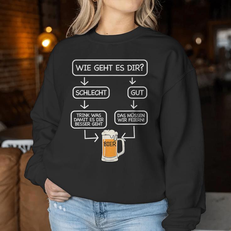 Beer Fun Wie Geht Dir Sweatshirt Frauen Lustige Geschenke