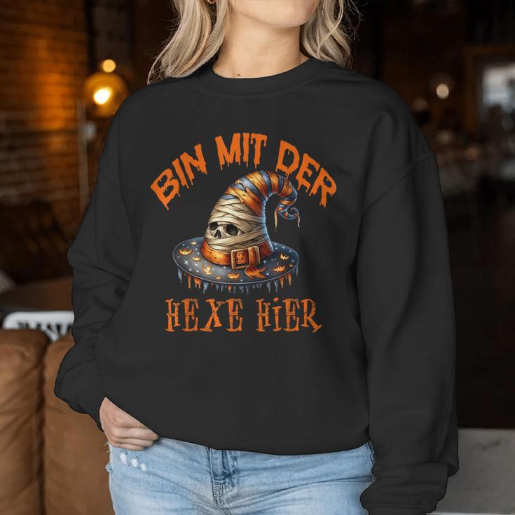 Bin Mit Der Hexe Hier Mama Witch Hat Sweatshirt Frauen Lustige Geschenke