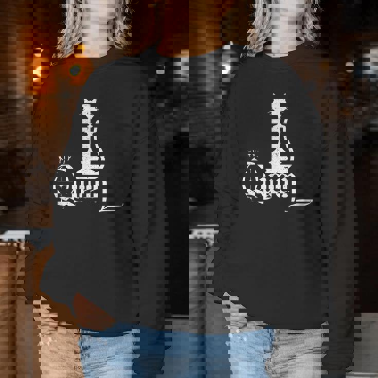 Classic Chess And Cat Kitty Queen E Da Women Sweatshirt Regalos divertidos