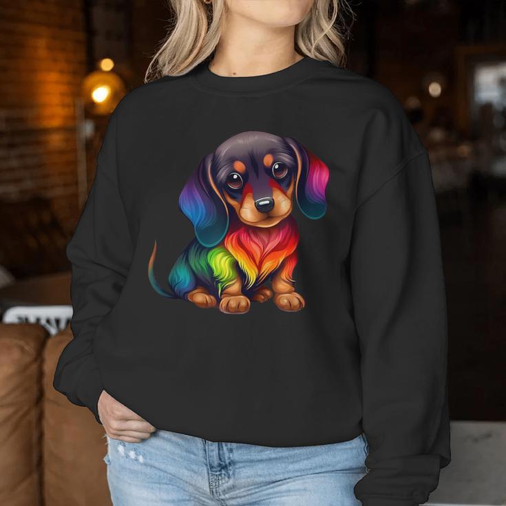 Cute Dachshund Wiener Wurst Dog Mama Papa Colourful Dachshund Sweatshirt Frauen Lustige Geschenke