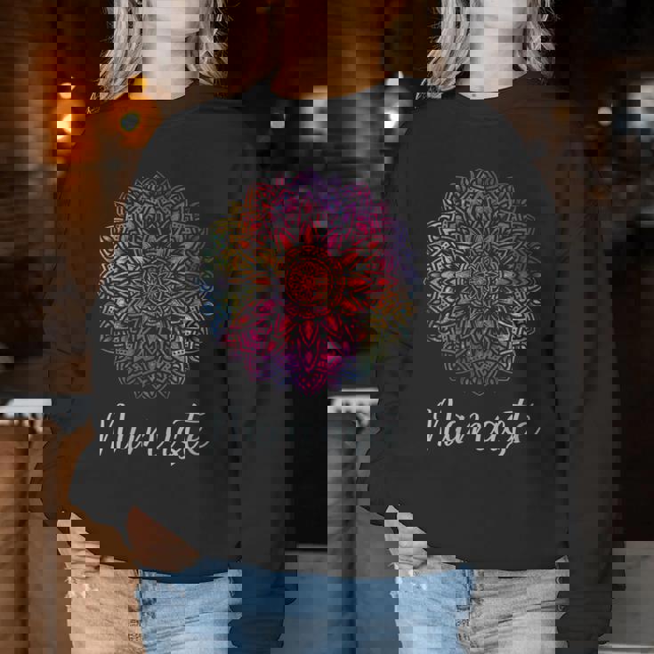 Donna Namaste Mandala Lotus Sacred Geometry Meditation Spiritual Con Collo A Women Sweatshirt Regalos divertidos