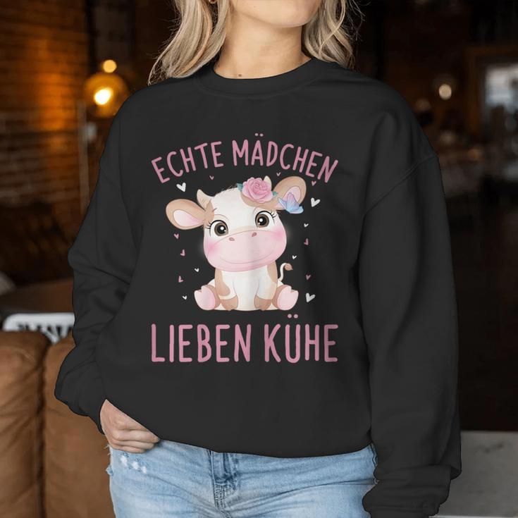 Echte Mädchen Lieben Kühe Cow Sweatshirt Frauen Lustige Geschenke