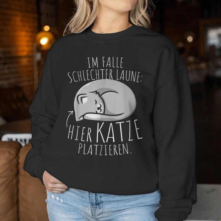 Im Falle Schlechter Laune Hier Katze Platzieren Hier Katzen Sweatshirt Frauen Lustige Geschenke