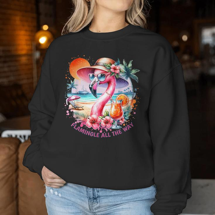 Flamingle All The Way Summer Cocktail Flamingo Summer Vibes Women Sweatshirt Unique Gifts