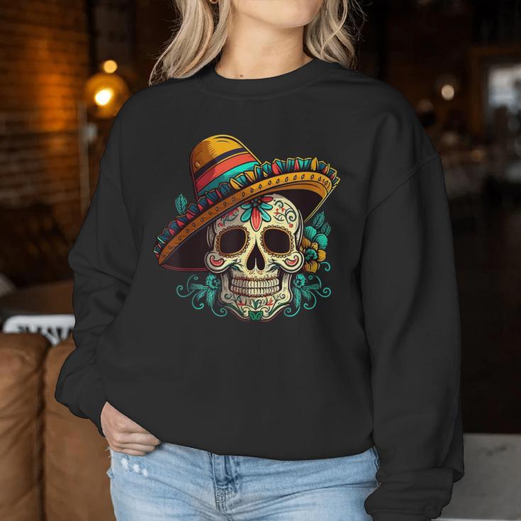 Flower Sugar Skull Cinco De Mayo Mexican Dia De Los Muertos Sweatshirt Frauen Lustige Geschenke