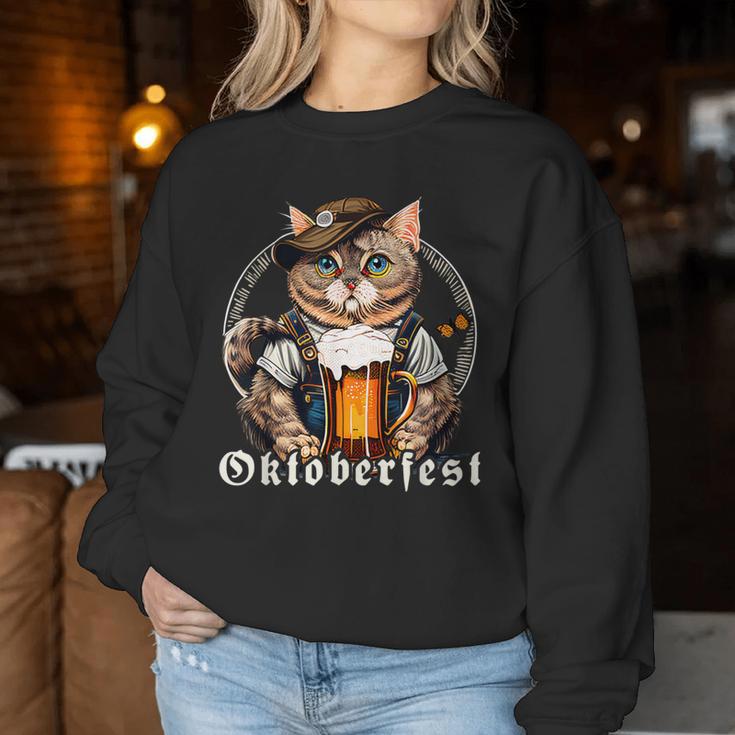 Cat Beer Oktoberfest Bavaria Lederhosen Costume Sweatshirt Frauen Lustige Geschenke