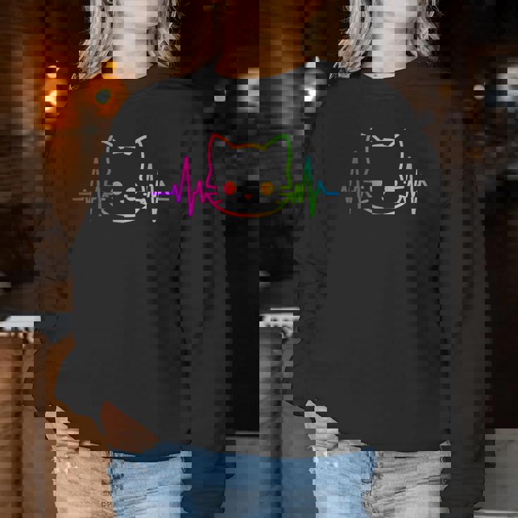 Heartbeat Cat Pour Hommes Et S Enfants Chatons Amoureux Des Chats Drôles Et Mignons Sweat-shirt pour femme Cadeaux drôles