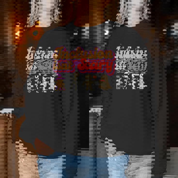 Inclusion Isn't Scary Halloween Ghost Mummy Sped Teacher Women Sweatshirt Unique Gifts