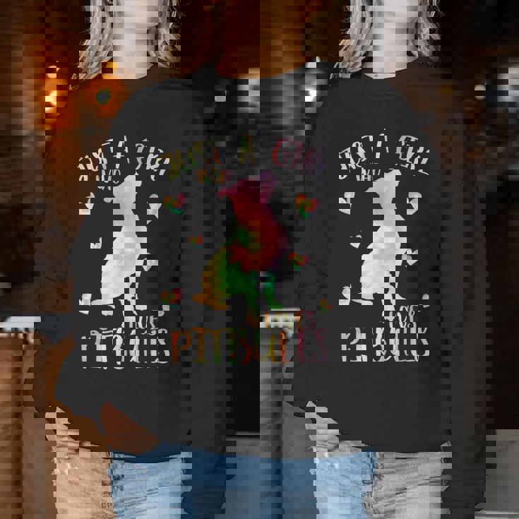 Just A Girl Who Loves Pitbulls Tie Dye Pitbull N Girls Women Sweatshirt Unique Gifts