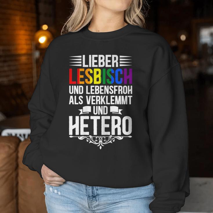 Lieber Lesbian Und Lebensfroh Lesbian Lgbtq Pride Women's Sweatshirt Frauen Lustige Geschenke