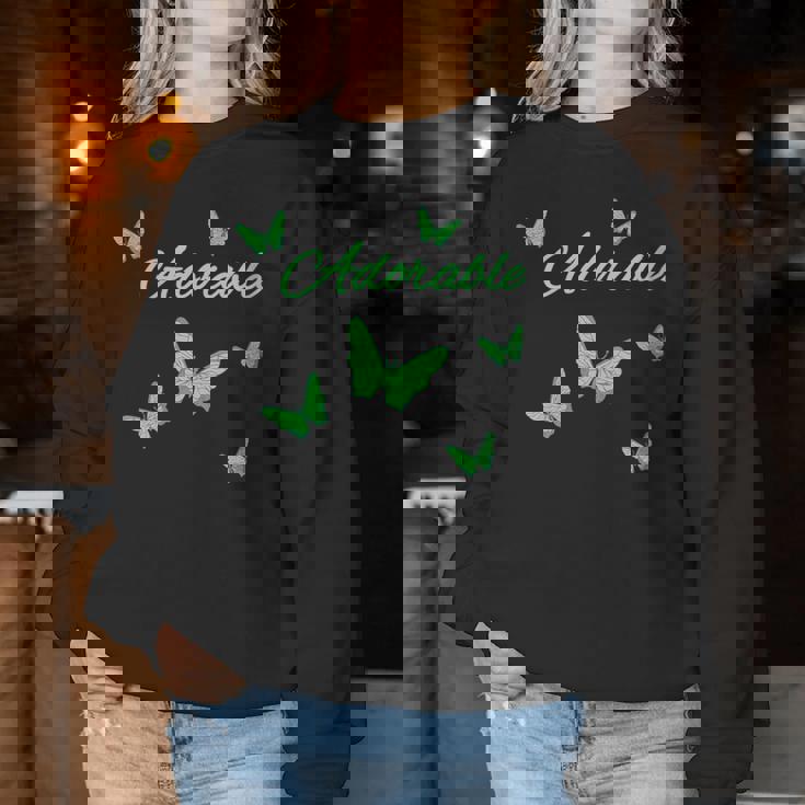 Lindo Adorable Con Mariposaserdes Cuello Sudadera Mujer Regalos divertidos