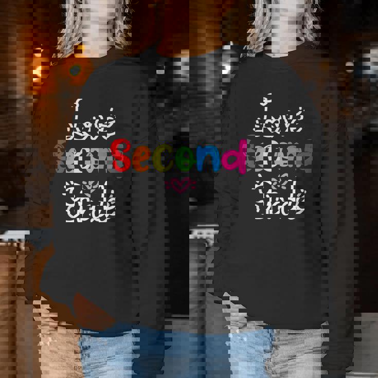 Love Second Grade Insegnante Studente Scuola 2° Grado Regalo Women Sweatshirt Regalos divertidos