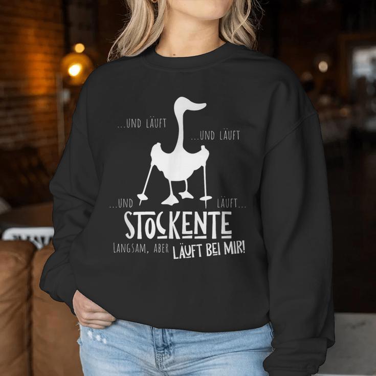 Mallard Duck Silhouette Läuft Bei Mir Nordic Walking Fun Sweatshirt Frauen Lustige Geschenke