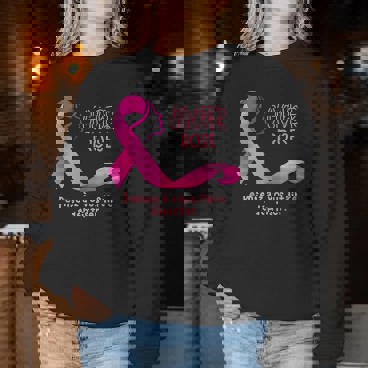 T-shirt 'En Octobre Je Porte Du Rose' - Soutien Cancer Du Sein - Col En V - Pour Femmes, Hommes, Enfants - 6