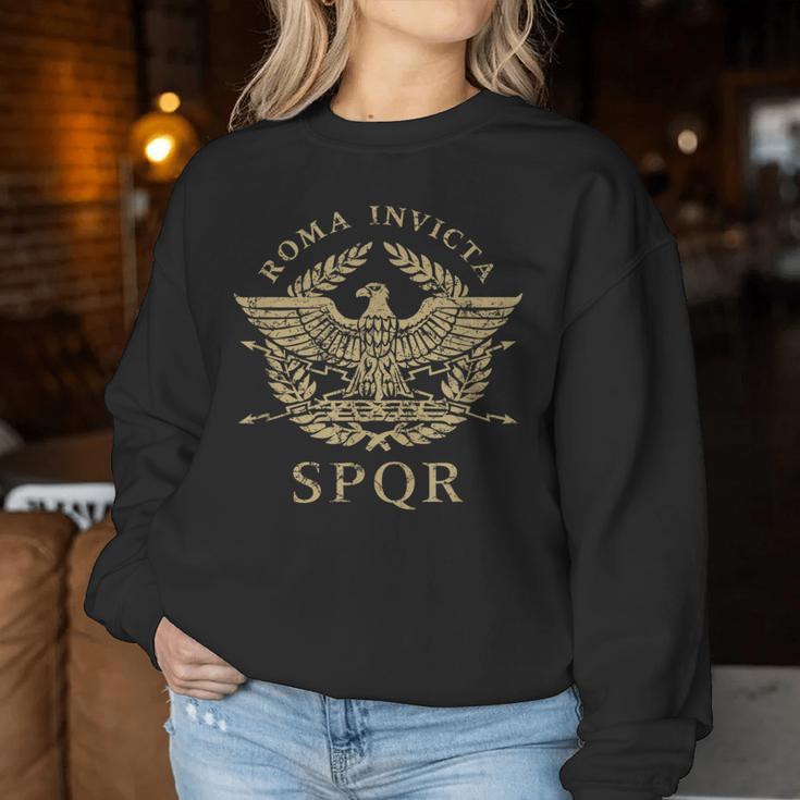 Roma Invicta Spqr Roman Eagle Distressed Sweatshirt Frauen Lustige Geschenke