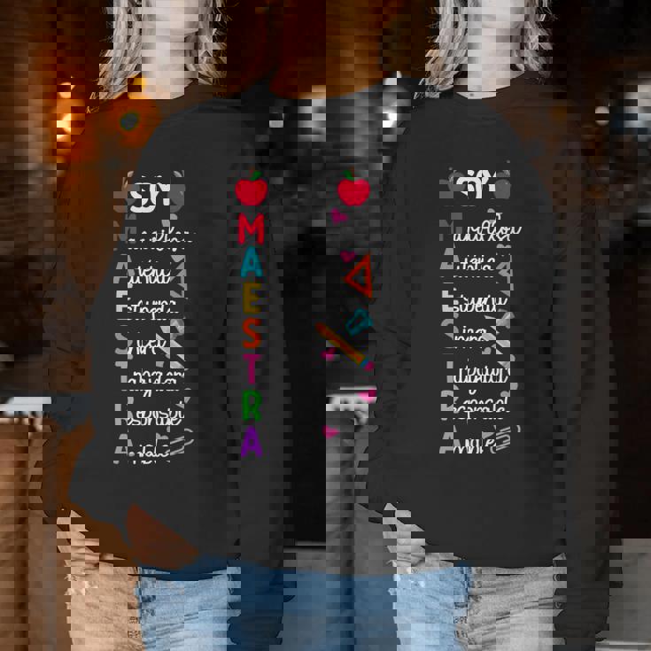 Soy Maestra De Español Spanish Teacher Bilingual Teacher Women Sweatshirt Personalized Gifts