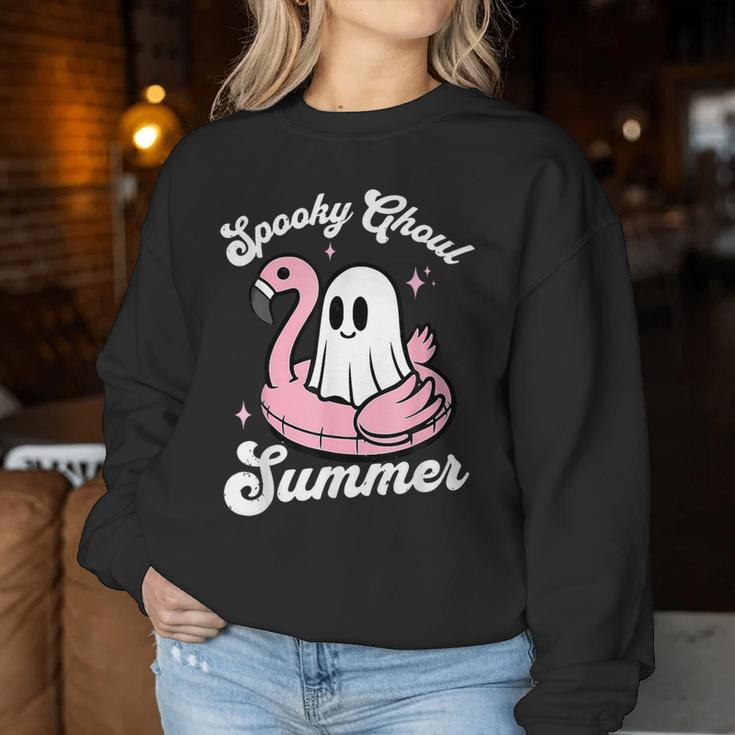 Spooky Ghoul Summer Cute Ghost Flamingo Summer Vibes Beach Women Sweatshirt Unique Gifts