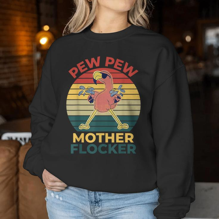 Summer Vibes Pink Flamingo Pew Pew Mother Flocker Women Sweatshirt Unique Gifts