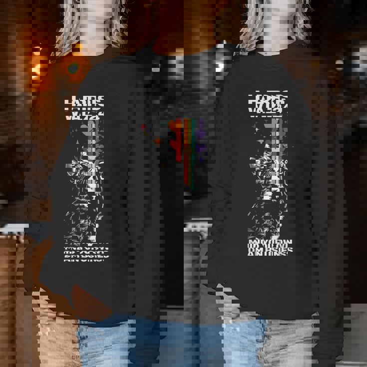 Walz Mind Your Own Damn Business Harris Waltz Cat Lady Lgbt Women Sweatshirt Unique Gifts