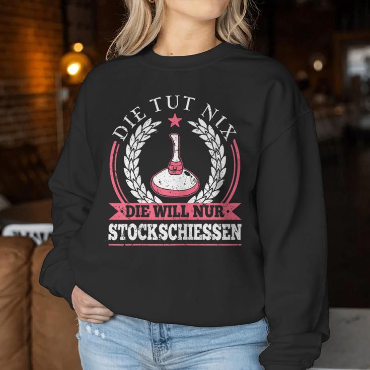 Women's Die Tut Nix Stockschieessen Ice Stick Sweatshirt Frauen Lustige Geschenke