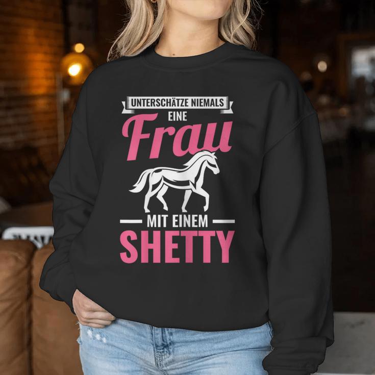 Women's Frau Mit Einem Shetland Pony Rider Sweatshirt Frauen Lustige Geschenke