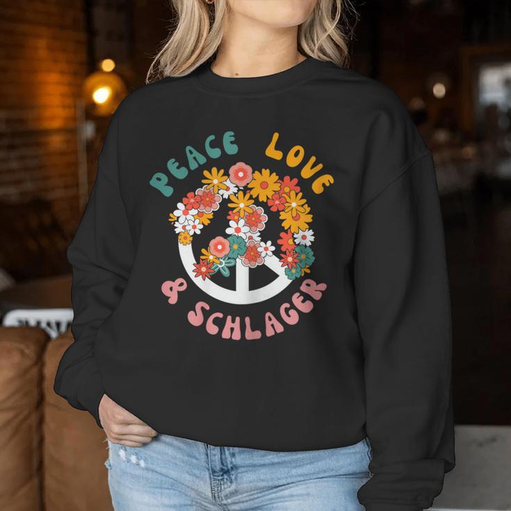 Women's Peace Love And Schlager Outfit Women's Hit Party Women's Sweatshirt Frauen Lustige Geschenke