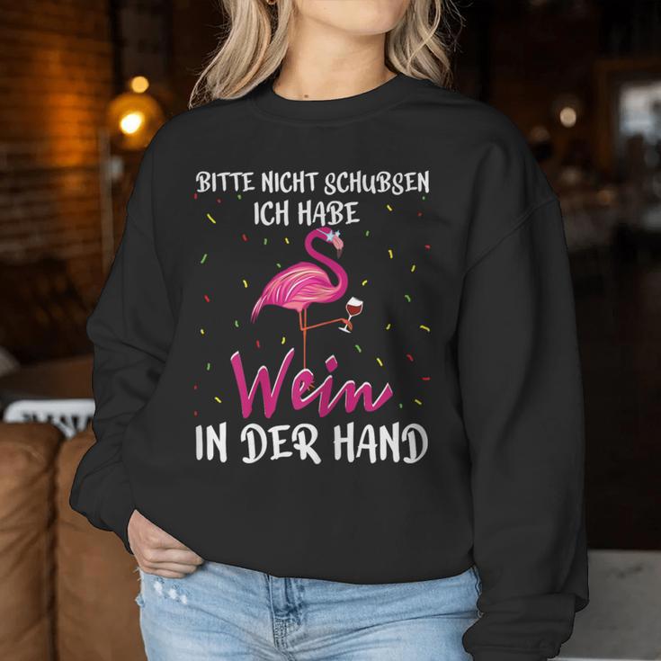 Women's Weinkönigin Bitte Nicht Schubsen Ich Habe Wein In Der Hand Sweatshirt Frauen Lustige Geschenke